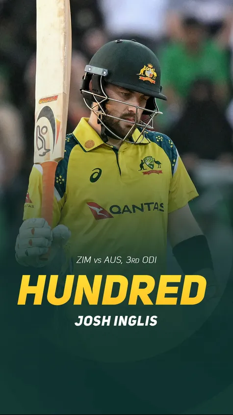 Josh Inglis brings up a magnificent hundred off just 94 balls! His second ODI century and a crucial knock in Australia’s tense chase.