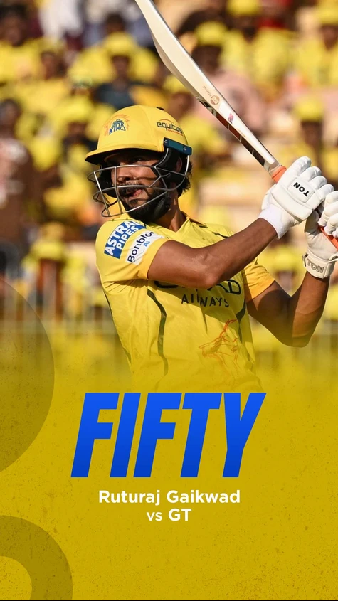 Gaikwad anchors the innings with a composed 74 off 60, guiding CSK to a respectable total!