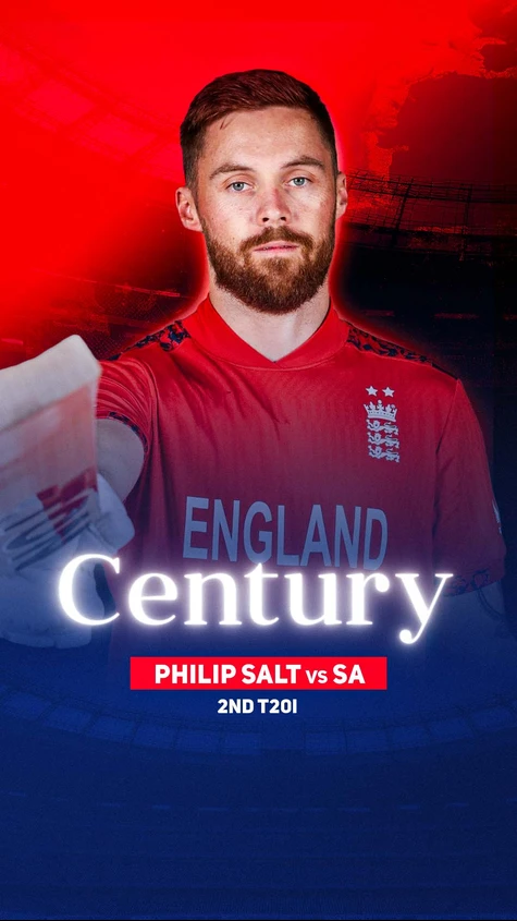 Philip Salt brings up his hundred in just 39 balls; the fastest for ENG in T20Is