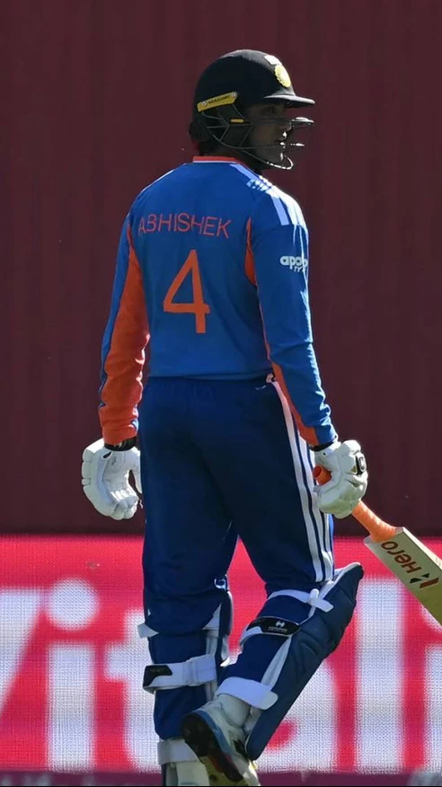 India lose Abhishek early in the massive run-chase of 258! 