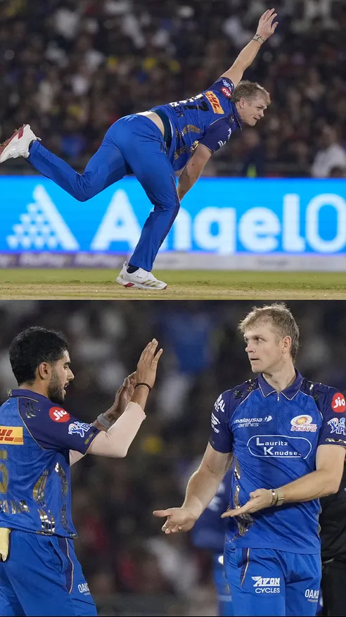 Corbin Bosch isn’t going down without a fight! 🔥 Two wickets in his final over bring MI right back into the game