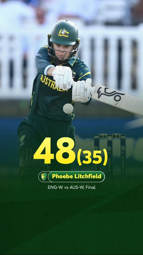 Charlie Dean breaks the 100-run stand. Litchfield misses out on a well deserved 50! 