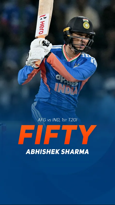 QUICKFIRE FIFTY! Abhishek Sharma brings up his half-century in only 22 balls.