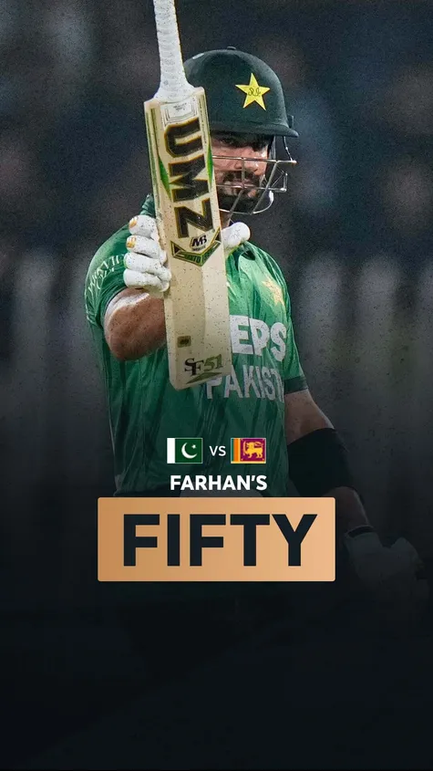 Farhan brings up his half-century in his first T20I game as a captain.