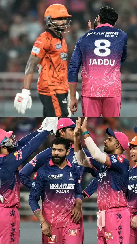 Jaddu brings out a PUSHPA CELEBRATION after dismissing Reddy, who was looking really good before departing for 38! 