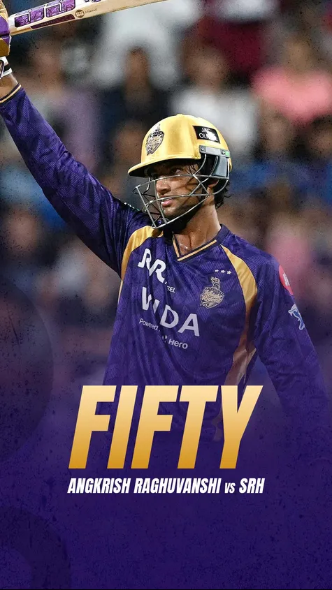 A classy fifty for Angkrish Raghuvanshi!!! He gets to his second successive half-century this IPL. His 4th overall in the league!
