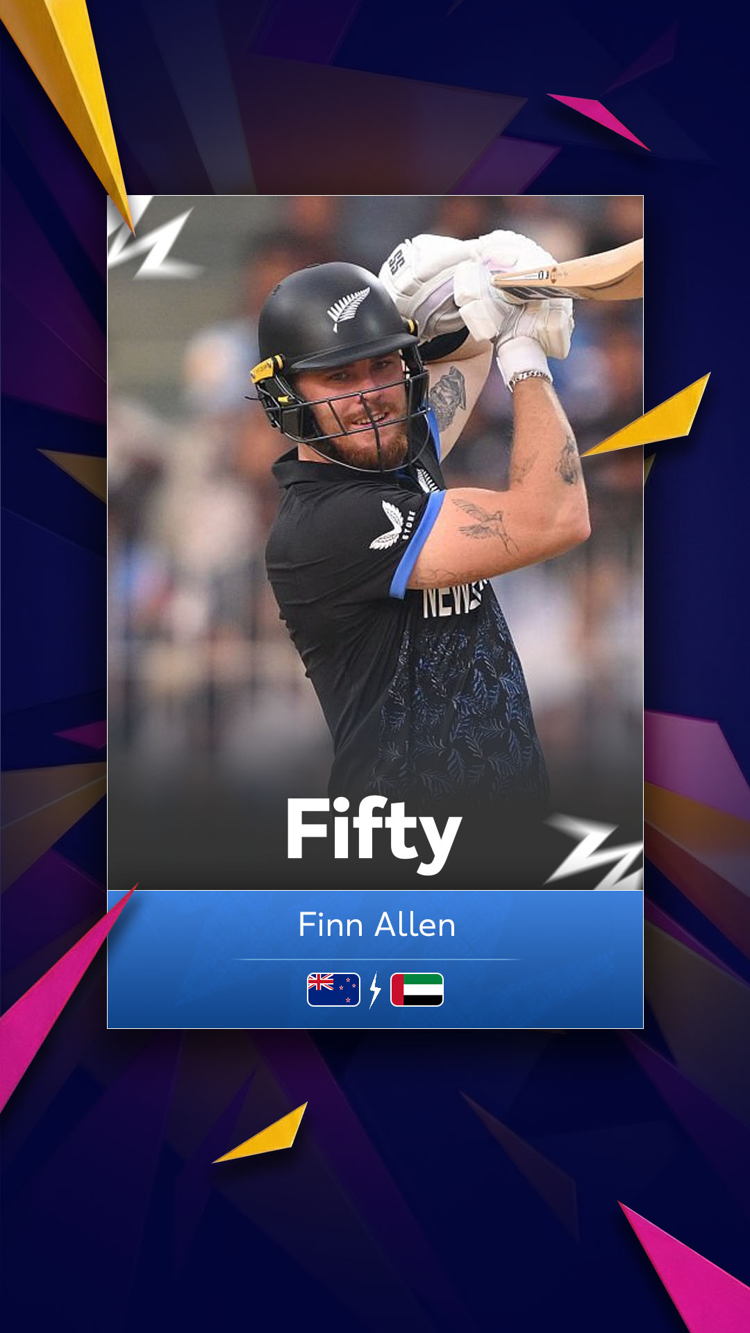Finn Allen is in the form of his life! 🔥🥶  His third T20I fifty in the last five games, smashing a quick-fire half-century! 🇳🇿