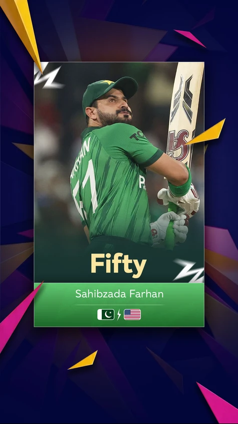 An innings that is worthy to be documented from Sahibzada Farhan!!! Gets to his maiden T20 WC fifty off just 27 balls. His 9th in T20I cricket!!!