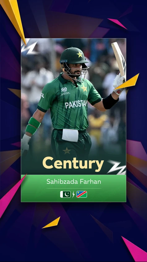 Sahibzada Farhan becomes only the second Pakistani batter to score a men's T20 World Cup ton 🔥