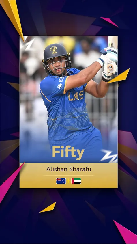 FIFTY FOR ALISHAN SHARAFU! What a way to start your World Cup campaign against a Test playing nation! Sharafau has risen to the occasion!