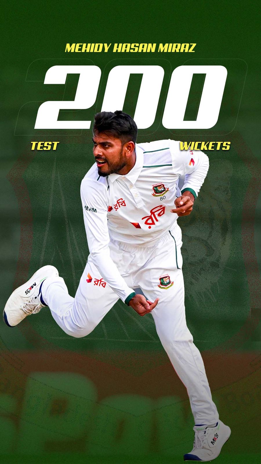 3rd bowler from Bangladesh to claim 200 Test wickets