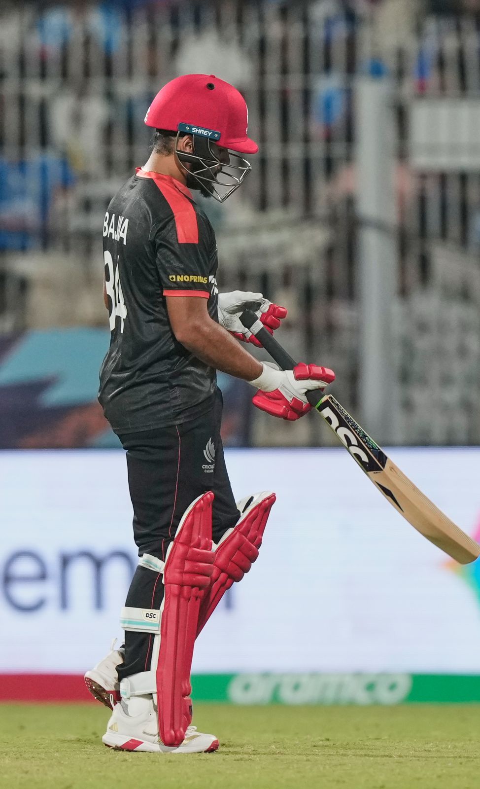 Canada need 153 runs to win from 66 balls but only have 5 wickets in hand.