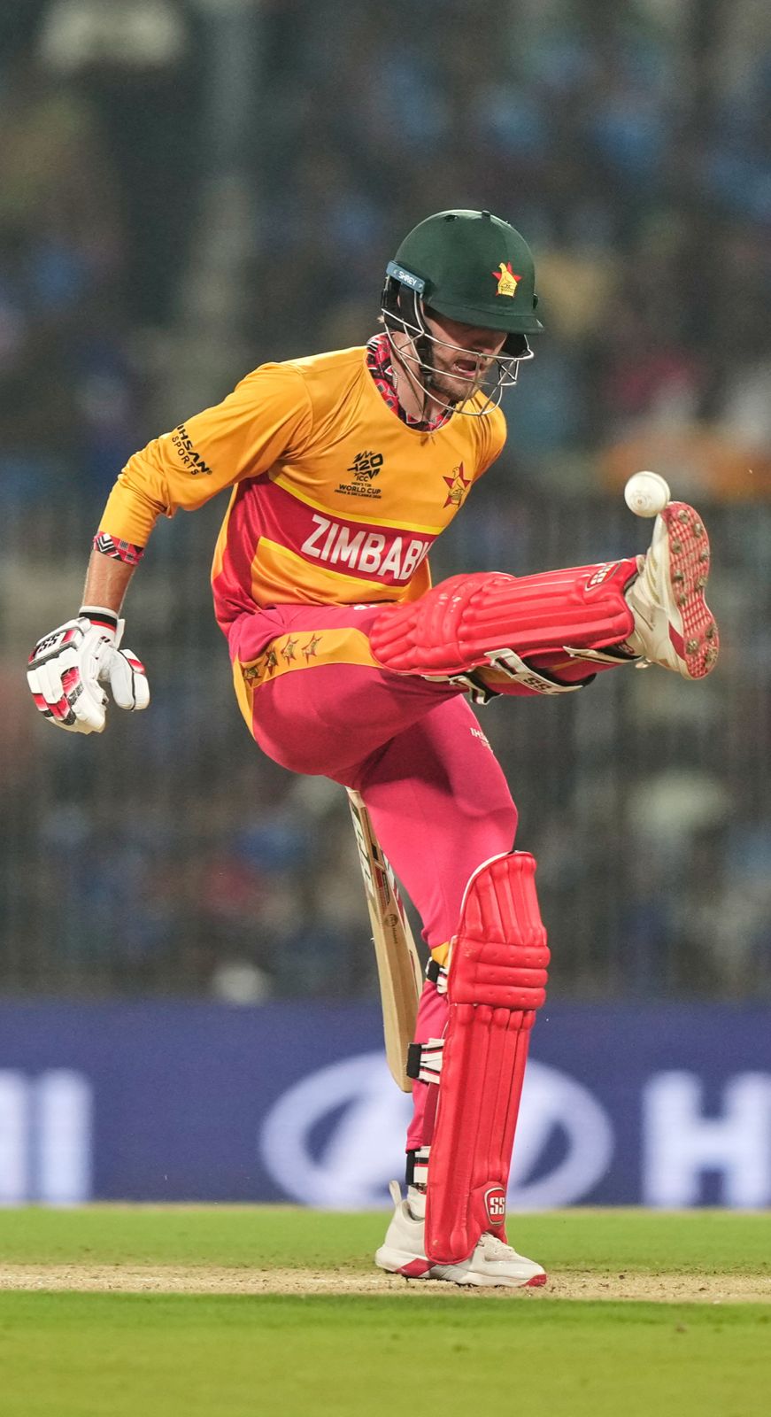 Zimbabwe are 105/2 after 14 overs, but the equation is now almost impossible. The Chevrons need another 152 runs from just 36 balls 