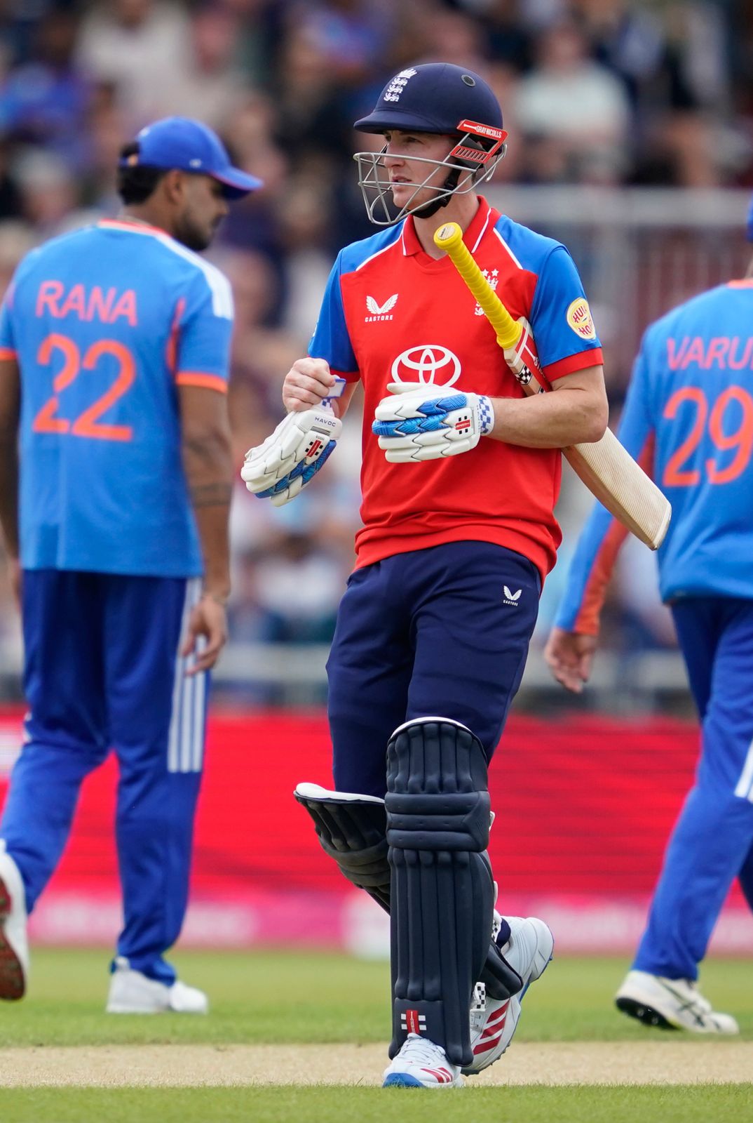 Axar Patel delivers the big breakthrough! The England captain is gone, and it's wicket No. 100 in T20Is for Axar.
