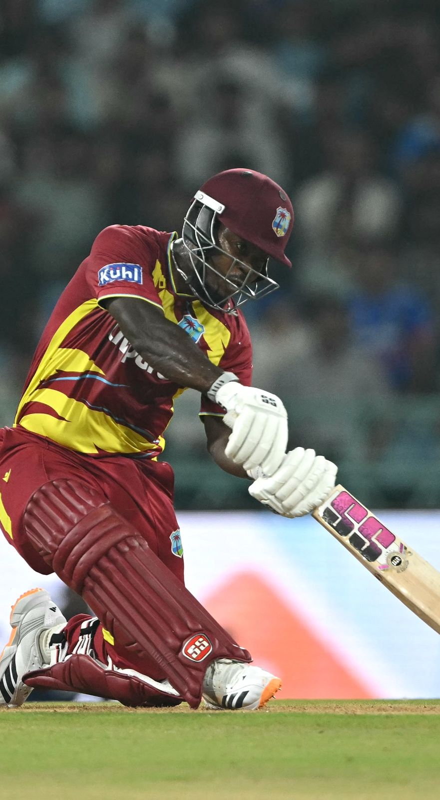 Rutherford brings up his fifty off just 31 balls! He has been the backbone of the West Indies middle order.