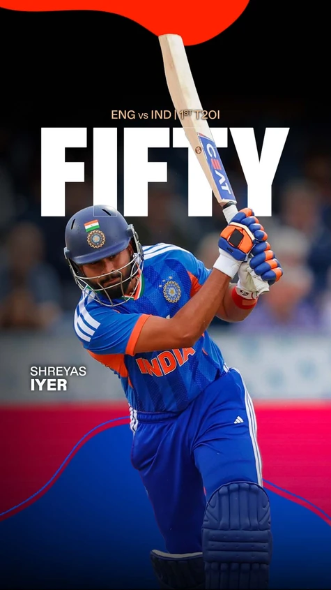 First fifty as India's captain for Shreyas Iyer! A composed, mature innings when his team needed it most.