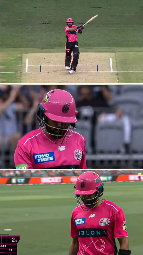 Babar Azam departs for just 2 runs in the BBL 15 season opener in Perth.