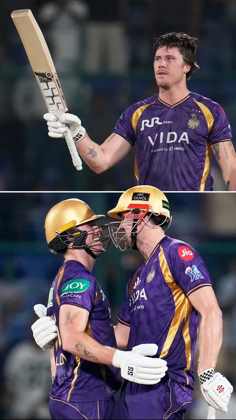 A century while chasing 143 in just 47 balls - the fastest for KKR! 🤯