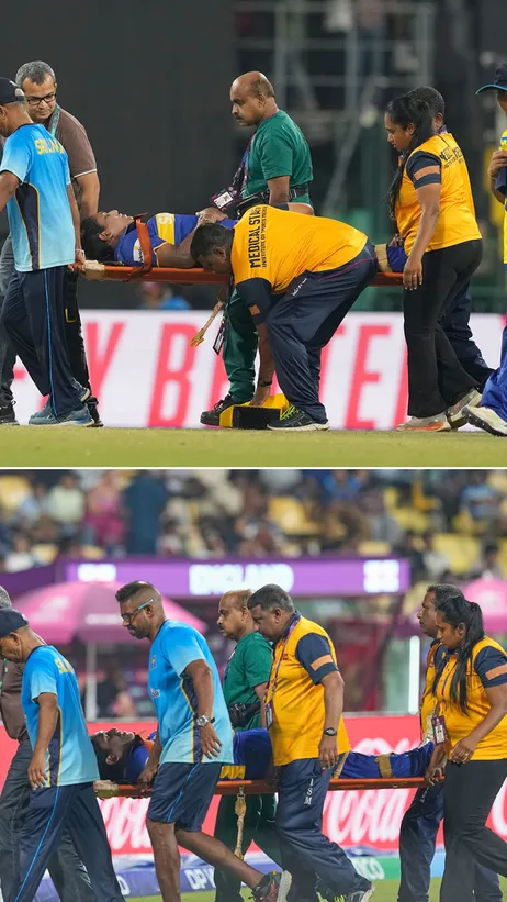A big concern for Sri Lanka — skipper Chamari Athapaththu stretchered off with a suspected hamstring injury 🤕