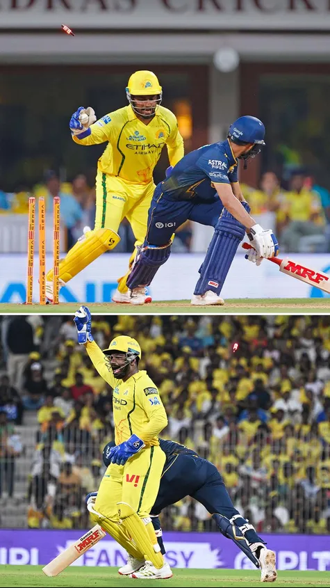 Dhoni-esque stumping from Samson brings a much-needed breakthrough for CSK. Gill departs after giving a solid start to GT.