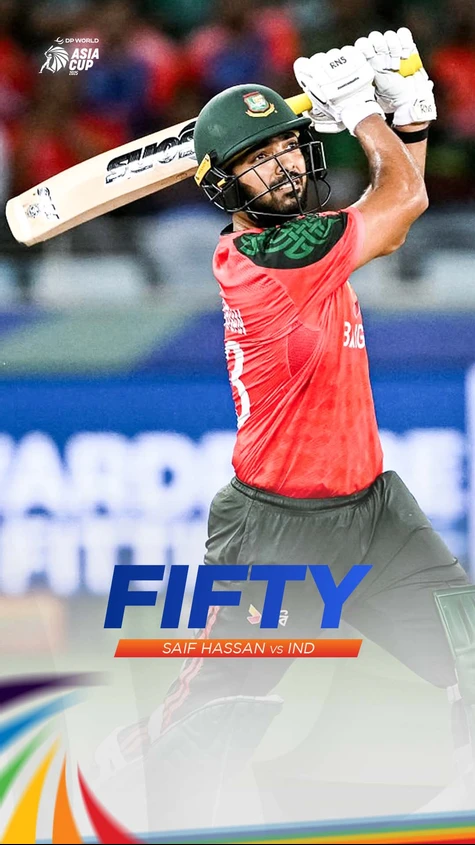 Saif Hassan battles solo for Bangladesh.!