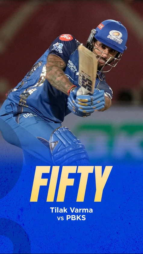 10th IPL fifty for the crisis man, Tilak Varma! 💙 He has single-handedly kept Mumbai Indians in the hunt! 🔥