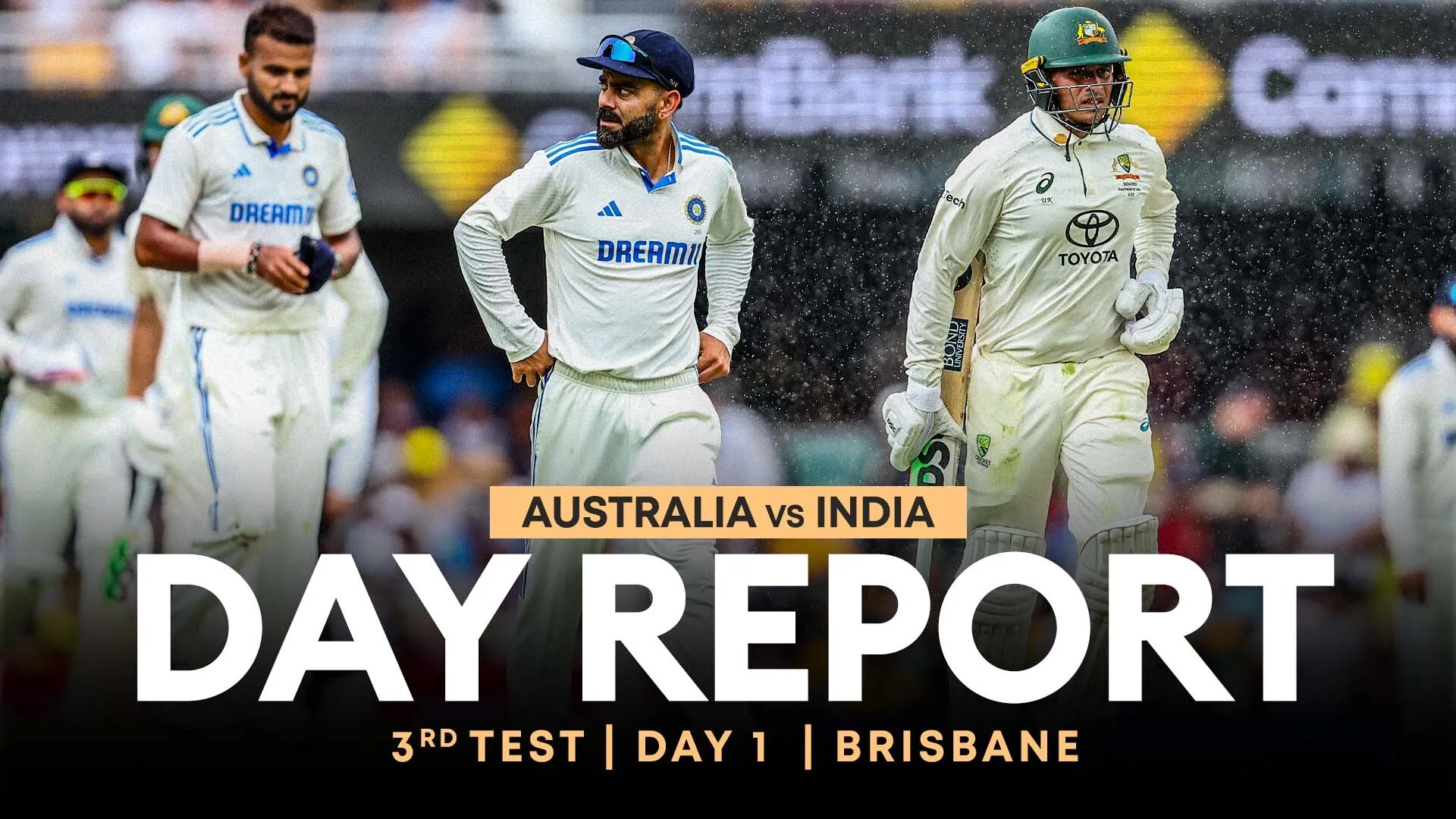 🇦🇺 🆚 🇮🇳, 3rd Test: Rain forces early stumps at the Gabba | Australia 28/0