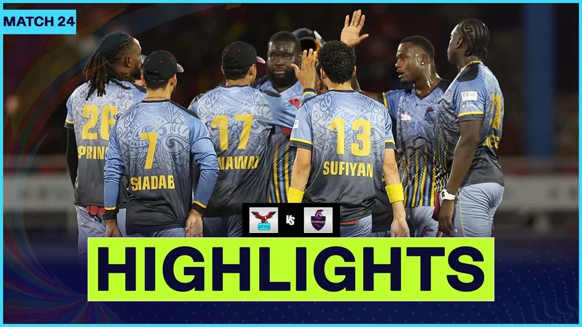 Antigua and Barbuda Falcons beat Trinbago Knight Riders by 8 runs | Match 24 Highlights
