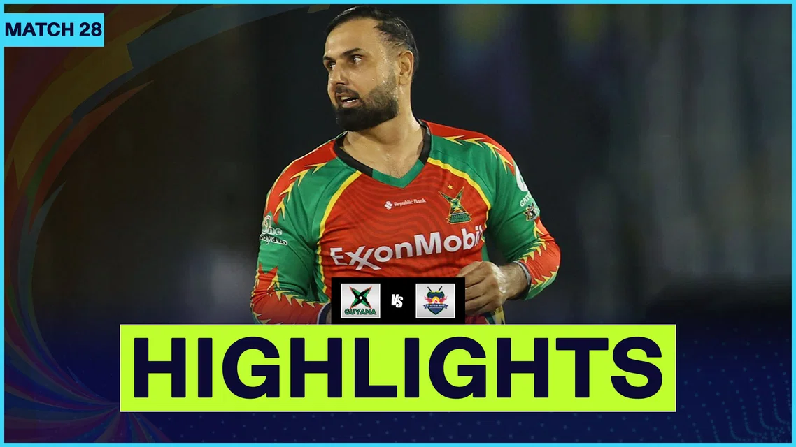 Guyana Amazon Warriors beat St Kitts and Nevis Patriots by 7 wickets | Match 28 Highlights