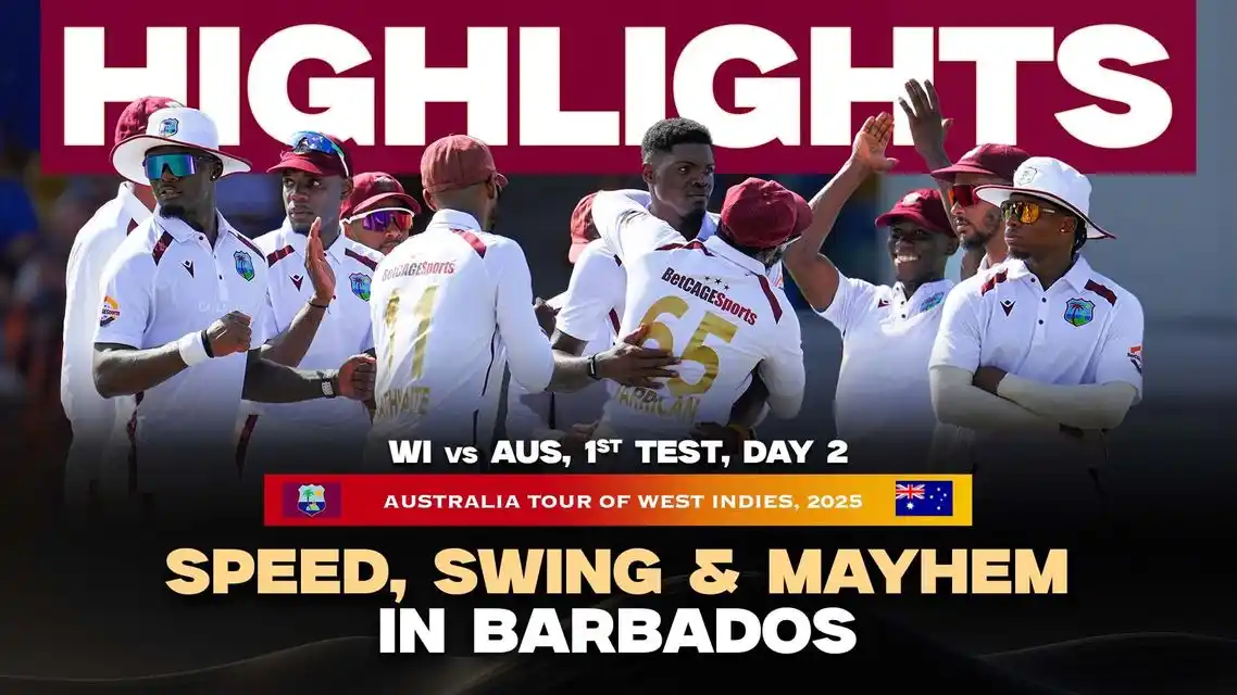 WI v AUS: Australia lead by 82 runs | 1st Test, Day 2  Highlights