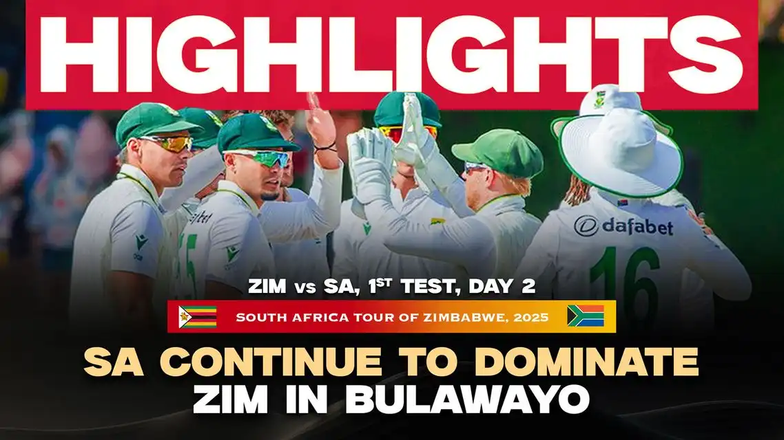 ZIM vs SA | South Africa lead Zimbabwe by 216 runs | 1st Test, Day 2 Highlights