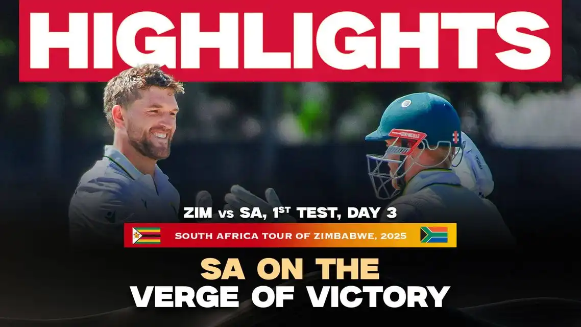 ZIM vs SA | Zimbabwe need 505 runs to win with 9 wickets | 1st Test, Day 3 Highlights