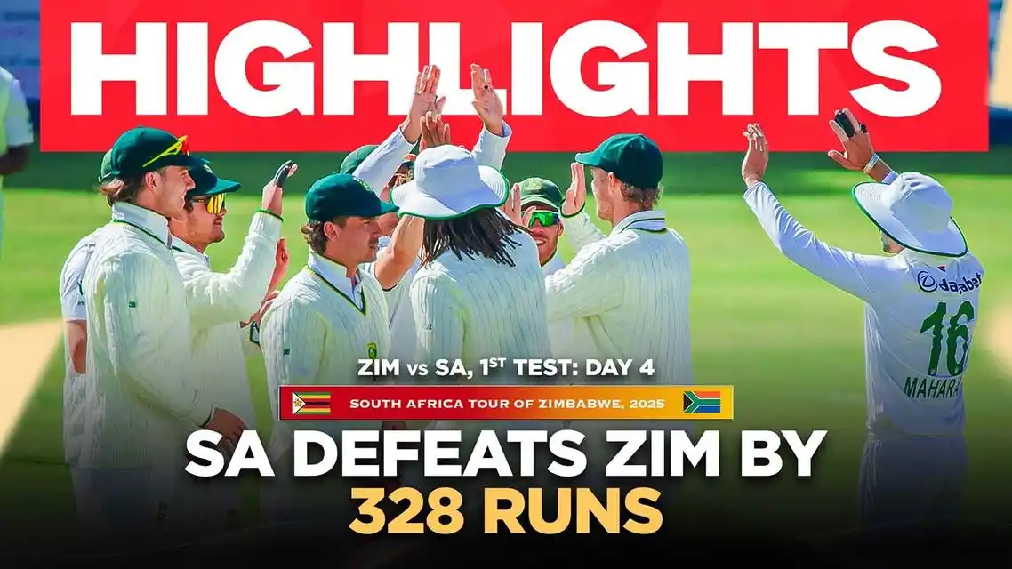 ZIM vs SA | South Africa beat Zimbabwe by 328 runs | 1st Test Day 4 Highlights