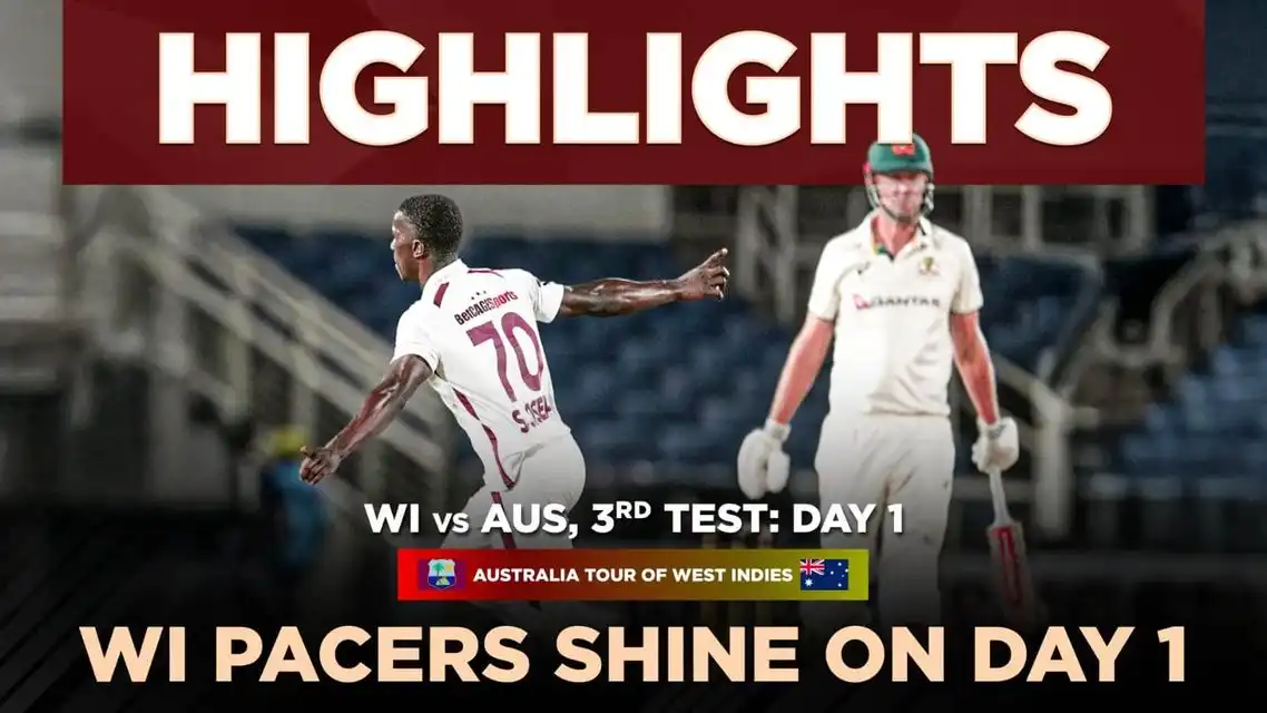 WI v AUS; 3rd Test: West Indies trail by 209 runs | Day 1 Highlights
