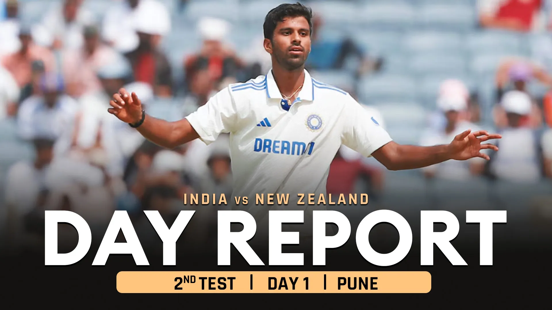 IND v NZ, 2nd Test, Day 1: Rohit out for a duck; Sundar's 7-fer bowls New Zealand out for 259