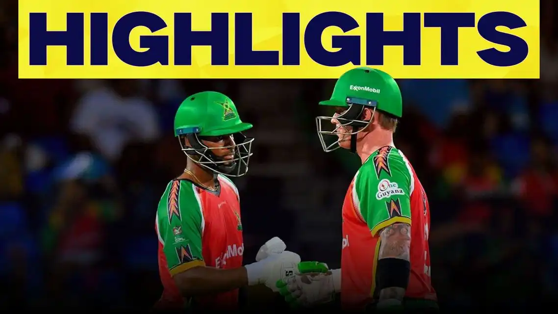 Guyana Amazon Warrior beat St Kitts and Nevis Patriots by 5 wickets | Match 2 Highlights