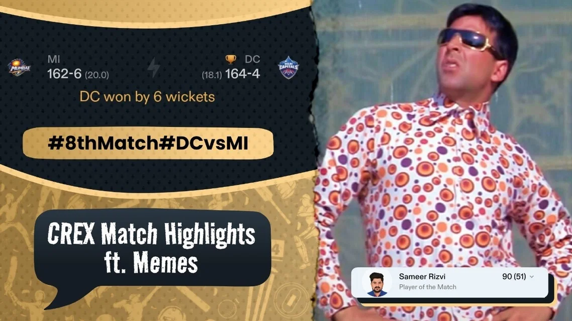 Sameer Rizvi Shines Again to Sink MI’s Ship | DC vs MI Meme Review