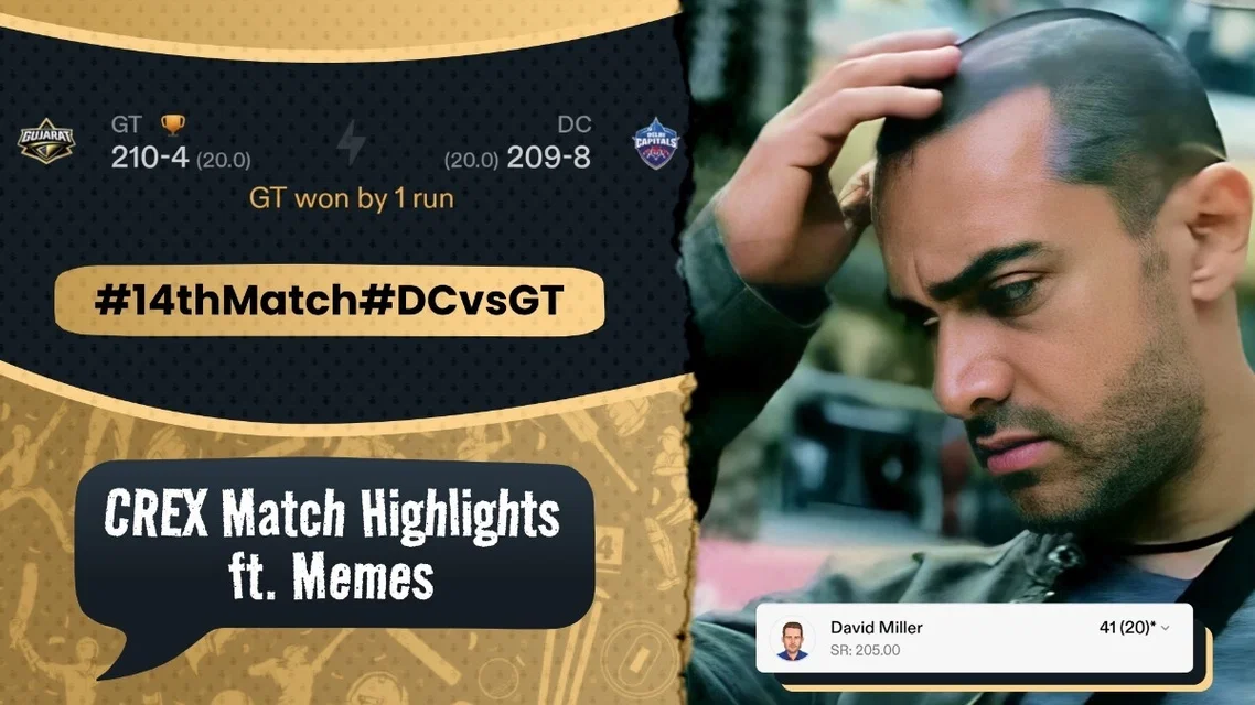 Rahul and Miller Give It All but GT Sneak Through | DC vs GT Meme Review