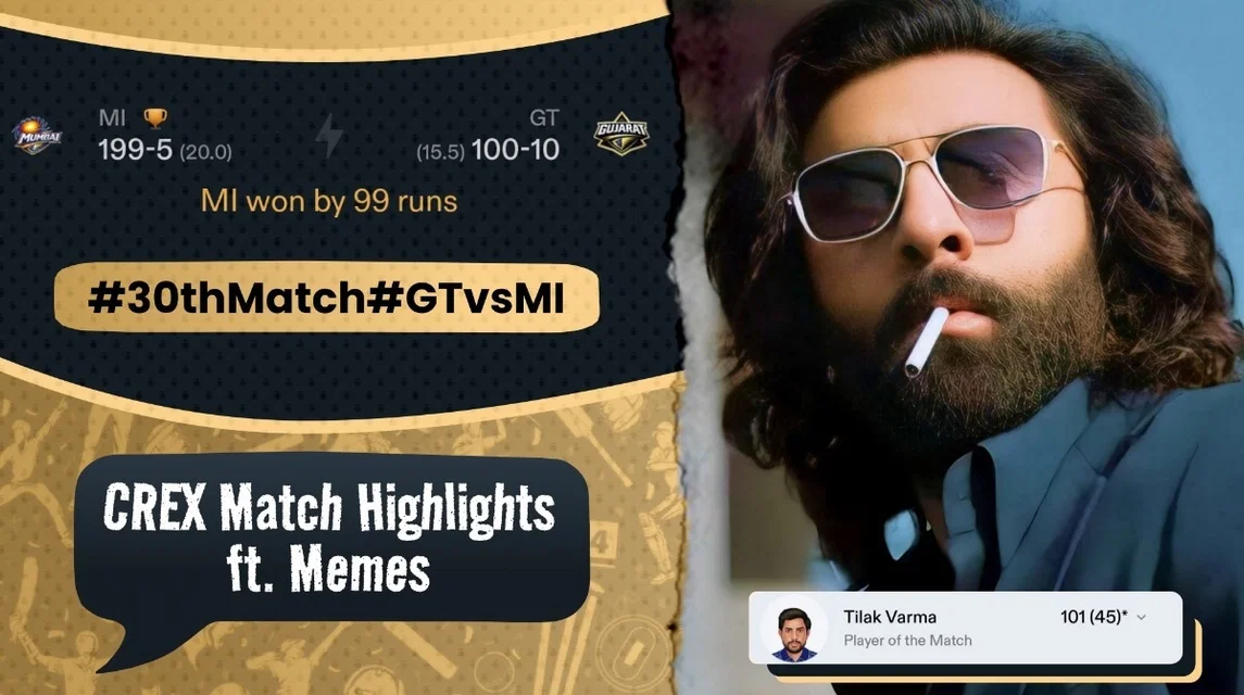 Tilak headlines MI comeback | GT vs MI Meme Review 