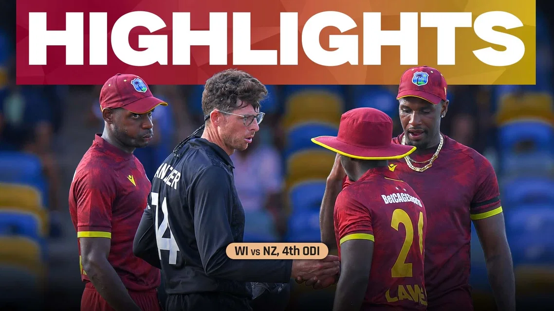 New Zealand beat West Indies in a nail biting contest by 1 wicket | 4th ODI Full Highlights