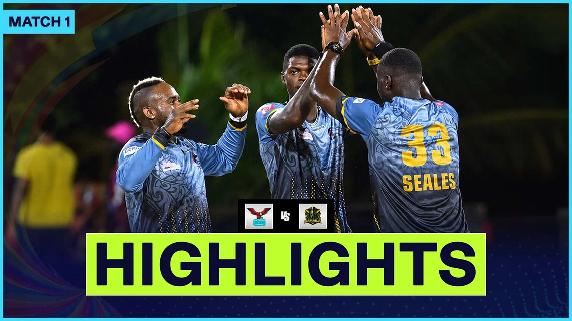Antigua and Barbuda Falcons beat Jamaica Kingsmen by 2 wickets | Match 1 Highlights